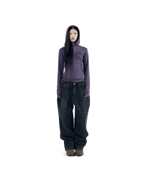 AAKAM（アーカム）の「Stitched Baggy Denim Pants (Black)（デニムパンツ・レディース・その他・1/2）」の5枚目の写真