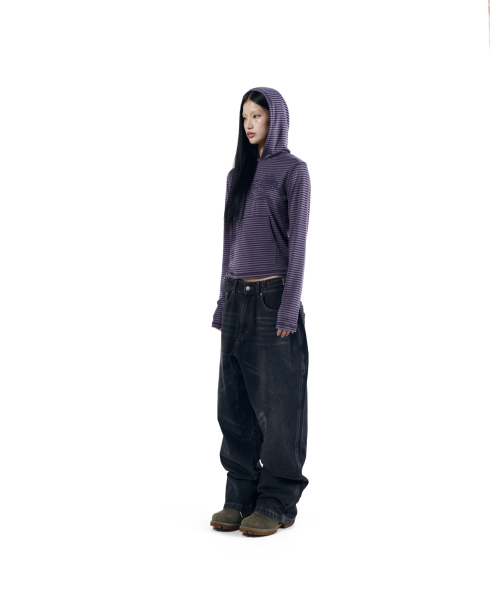 AAKAM（アーカム）の「Stitched Baggy Denim Pants (Black)（デニムパンツ・レディース・その他・1/2）」の6枚目の写真