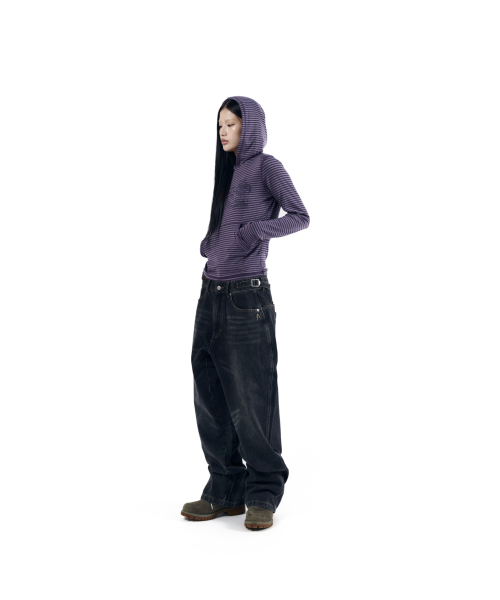AAKAM（アーカム）の「Stitched Baggy Denim Pants (Black)（デニムパンツ・レディース・その他・1/2）」の8枚目の写真
