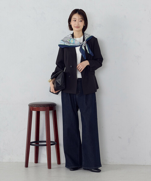 COMME CA ISM(コムサイズム)の「【UVカット・吸汗速乾・接触冷感】kireri ダブルブレストテーラードジャケット/セットアップ対応(テーラードジャケット・レディース・ベージュ/ブラック・SMALL/MEDIUM/LARGE)」の7枚目の写真