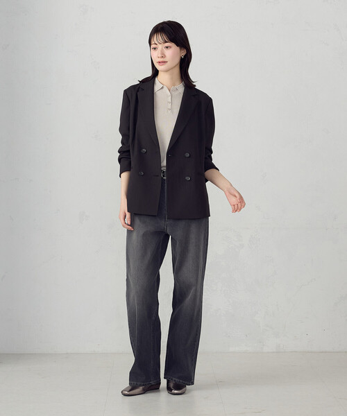 COMME CA ISM(コムサイズム)の「【UVカット・吸汗速乾・接触冷感】kireri ダブルブレストテーラードジャケット/セットアップ対応(テーラードジャケット・レディース・ベージュ/ブラック・SMALL/MEDIUM/LARGE)」の8枚目の写真