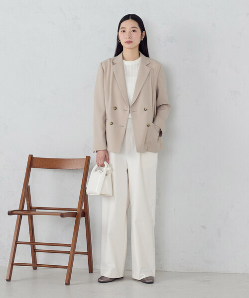 COMME CA ISM(コムサイズム)の「【UVカット・吸汗速乾・接触冷感】kireri ダブルブレストテーラードジャケット/セットアップ対応(テーラードジャケット・レディース・ベージュ/ブラック・SMALL/MEDIUM/LARGE)」の16枚目の写真