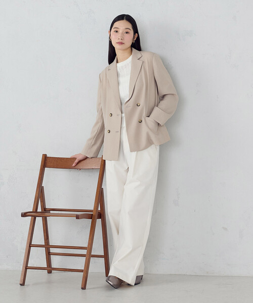 COMME CA ISM(コムサイズム)の「【UVカット・吸汗速乾・接触冷感】kireri ダブルブレストテーラードジャケット/セットアップ対応(テーラードジャケット・レディース・ベージュ/ブラック・SMALL/MEDIUM/LARGE)」の17枚目の写真