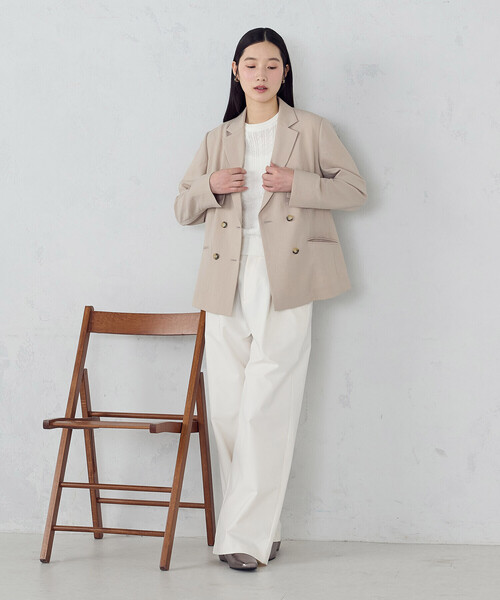 COMME CA ISM(コムサイズム)の「【UVカット・吸汗速乾・接触冷感】kireri ダブルブレストテーラードジャケット/セットアップ対応(テーラードジャケット・レディース・ベージュ/ブラック・SMALL/MEDIUM/LARGE)」の18枚目の写真