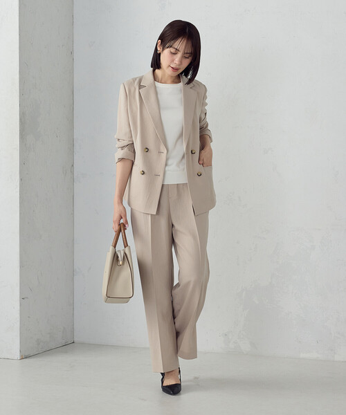 COMME CA ISM(コムサイズム)の「【UVカット・吸汗速乾・接触冷感】kireri ダブルブレストテーラードジャケット/セットアップ対応(テーラードジャケット・レディース・ベージュ/ブラック・SMALL/MEDIUM/LARGE)」の19枚目の写真