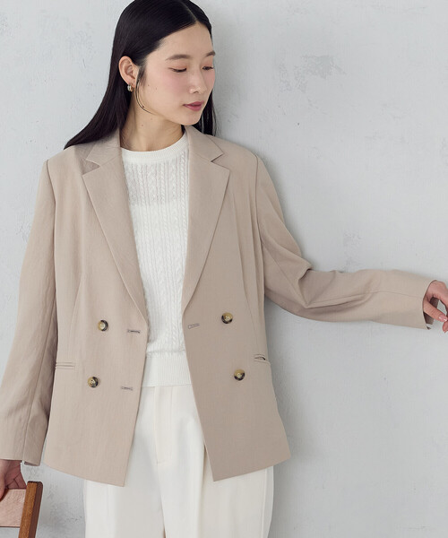 COMME CA ISM(コムサイズム)の「【UVカット・吸汗速乾・接触冷感】kireri ダブルブレストテーラードジャケット/セットアップ対応(テーラードジャケット・レディース・ベージュ/ブラック・SMALL/MEDIUM/LARGE)」の21枚目の写真