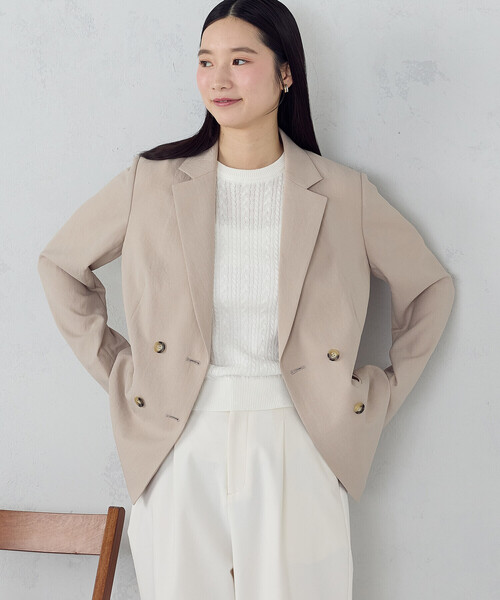 COMME CA ISM(コムサイズム)の「【UVカット・吸汗速乾・接触冷感】kireri ダブルブレストテーラードジャケット/セットアップ対応(テーラードジャケット・レディース・ベージュ/ブラック・SMALL/MEDIUM/LARGE)」の22枚目の写真