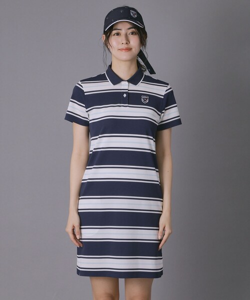 adabat（アダバット）の「【ADABAT NAVY】ランダムボーダーポロえりワンピース（ワンピース・レディース・ブルー系5/サックスブルー系・38/40/42）」の9枚目の写真
