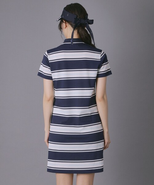 adabat（アダバット）の「【ADABAT NAVY】ランダムボーダーポロえりワンピース（ワンピース・レディース・ブルー系5/サックスブルー系・38/40/42）」の11枚目の写真