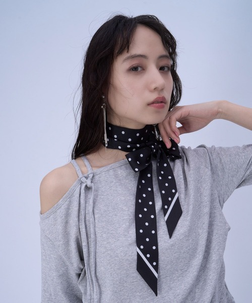 HARE(ハレ)の「ドットナロータイ(HARE)(バンダナ/スカーフ・レディース・ブラック・FREE)」の4枚目の写真