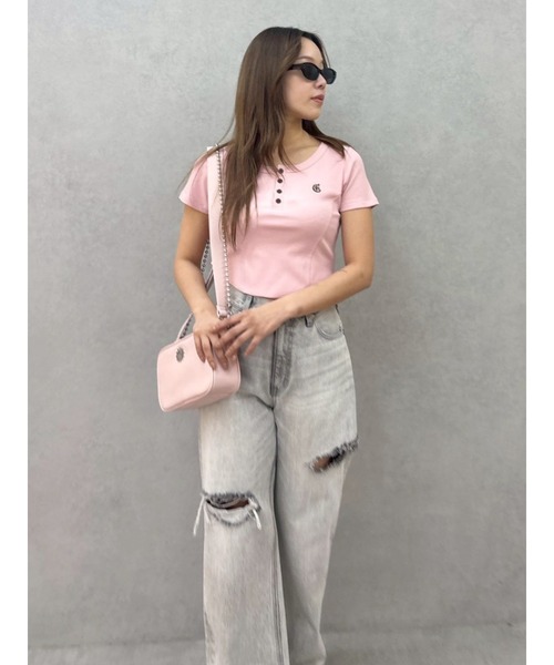 EVRIS（エヴリス）の「【500mlペットボトルが入る】ボールチェーンショルダーBAG（ショルダーバッグ・レディース・ピンク/ブラック/ホワイト・FREE）」の12枚目の写真