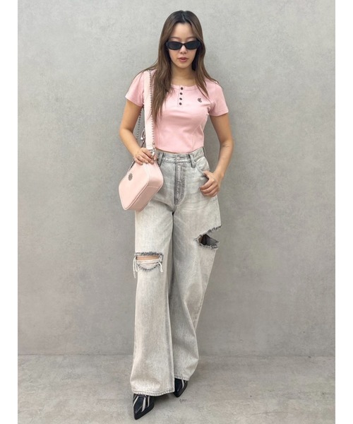 EVRIS（エヴリス）の「【500mlペットボトルが入る】ボールチェーンショルダーBAG（ショルダーバッグ・レディース・ピンク/ブラック/ホワイト・FREE）」の13枚目の写真