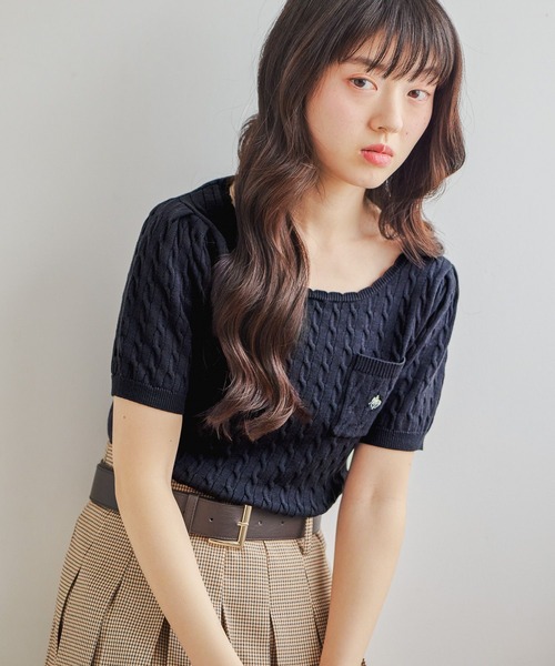Heather（ヘザー）の「【POLO BCS(ポロ・ビーシーエス)】スカラップニット（半袖）　666082（ニット/セーター・レディース・ネイビー/ピンク/アイボリー・FREE）」の16枚目の写真