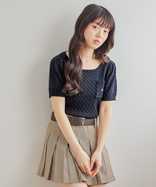Heather（ヘザー）の「【POLO BCS(ポロ・ビーシーエス)】スカラップニット（半袖）　666082（ニット/セーター・レディース・ネイビー/ピンク/アイボリー・FREE）」の19枚目の写真