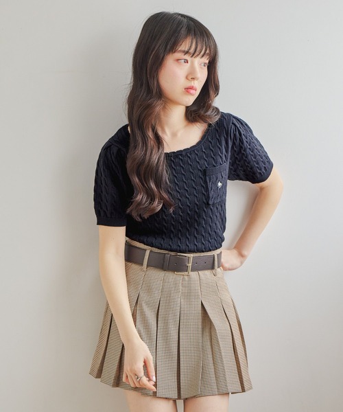 Heather（ヘザー）の「【POLO BCS(ポロ・ビーシーエス)】スカラップニット（半袖）　666082（ニット/セーター・レディース・ネイビー/ピンク/アイボリー・FREE）」の20枚目の写真