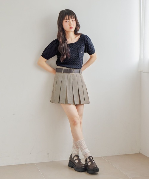 Heather（ヘザー）の「【POLO BCS(ポロ・ビーシーエス)】スカラップニット（半袖）　666082（ニット/セーター・レディース・ネイビー/ピンク/アイボリー・FREE）」の22枚目の写真