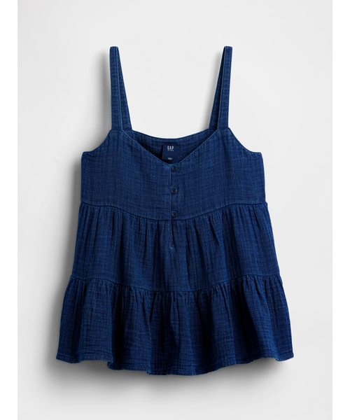 GAP（ギャップ）の「コットンガーゼ ティアード タンクトップ (キッズ)（キャミソール・キッズ・インディゴブルー・130cm/110cm/140cm/150cm/160cm/120cm）」の2枚目の写真