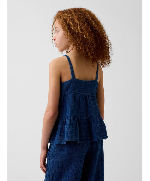 GAP（ギャップ）の「コットンガーゼ ティアード タンクトップ (キッズ)（キャミソール・キッズ・インディゴブルー・130cm/110cm/140cm/150cm/160cm/120cm）」の3枚目の写真