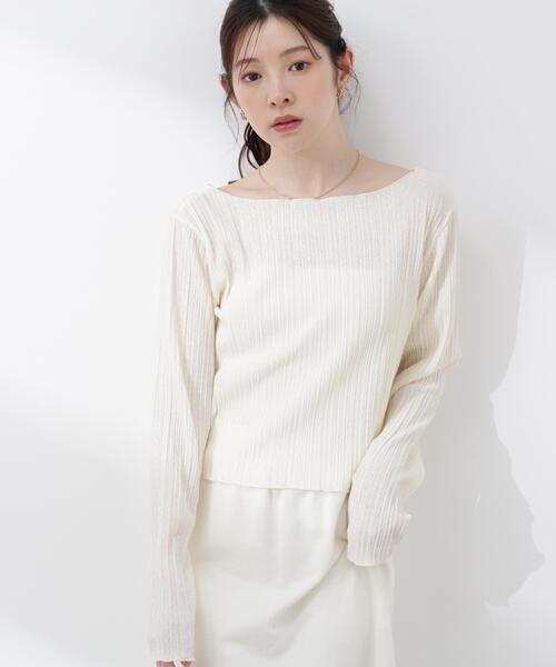 PROPORTION BODY DRESSING（プロポーションボディドレッシング）の「【加藤栞さん着用】＜ａ＞前後２ＷＡＹプリーツカットソーカーディガン / 1216169402（Tシャツ/カットソー・レディース・ピンク/ホワイト系その他/ブラック・FREE）」の2枚目の写真