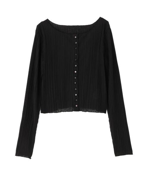 PROPORTION BODY DRESSING（プロポーションボディドレッシング）の「【加藤栞さん着用】＜ａ＞前後２ＷＡＹプリーツカットソーカーディガン / 1216169402（Tシャツ/カットソー・レディース・ピンク/ホワイト系その他/ブラック・FREE）」の4枚目の写真