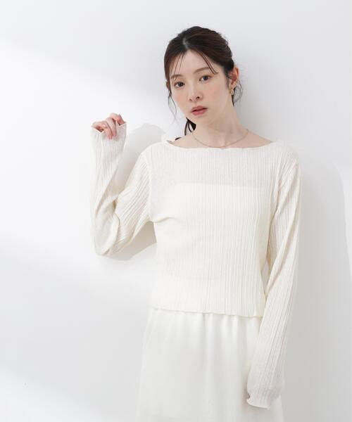 PROPORTION BODY DRESSING（プロポーションボディドレッシング）の「【加藤栞さん着用】＜ａ＞前後２ＷＡＹプリーツカットソーカーディガン / 1216169402（Tシャツ/カットソー・レディース・ピンク/ホワイト系その他/ブラック・FREE）」の6枚目の写真