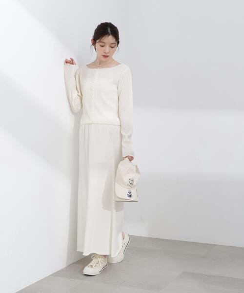 PROPORTION BODY DRESSING（プロポーションボディドレッシング）の「【加藤栞さん着用】＜ａ＞前後２ＷＡＹプリーツカットソーカーディガン / 1216169402（Tシャツ/カットソー・レディース・ピンク/ホワイト系その他/ブラック・FREE）」の8枚目の写真