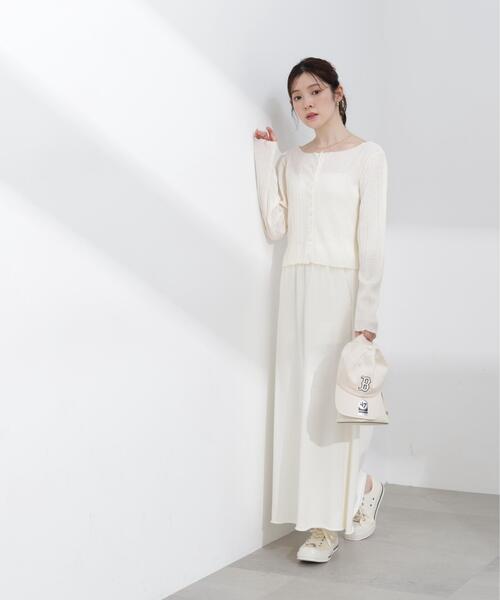 PROPORTION BODY DRESSING（プロポーションボディドレッシング）の「【加藤栞さん着用】＜ａ＞前後２ＷＡＹプリーツカットソーカーディガン / 1216169402（Tシャツ/カットソー・レディース・ピンク/ホワイト系その他/ブラック・FREE）」の9枚目の写真