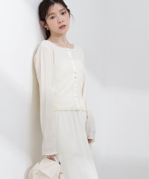 PROPORTION BODY DRESSING（プロポーションボディドレッシング）の「【加藤栞さん着用】＜ａ＞前後２ＷＡＹプリーツカットソーカーディガン / 1216169402（Tシャツ/カットソー・レディース・ピンク/ホワイト系その他/ブラック・FREE）」の10枚目の写真