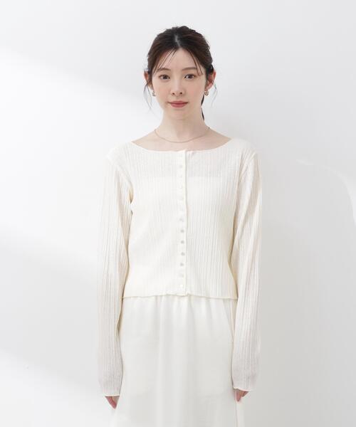 PROPORTION BODY DRESSING（プロポーションボディドレッシング）の「【加藤栞さん着用】＜ａ＞前後２ＷＡＹプリーツカットソーカーディガン / 1216169402（Tシャツ/カットソー・レディース・ピンク/ホワイト系その他/ブラック・FREE）」の13枚目の写真