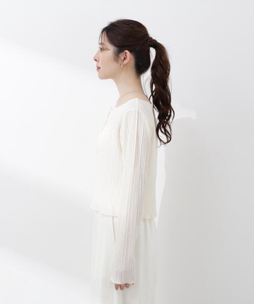 PROPORTION BODY DRESSING（プロポーションボディドレッシング）の「【加藤栞さん着用】＜ａ＞前後２ＷＡＹプリーツカットソーカーディガン / 1216169402（Tシャツ/カットソー・レディース・ピンク/ホワイト系その他/ブラック・FREE）」の14枚目の写真