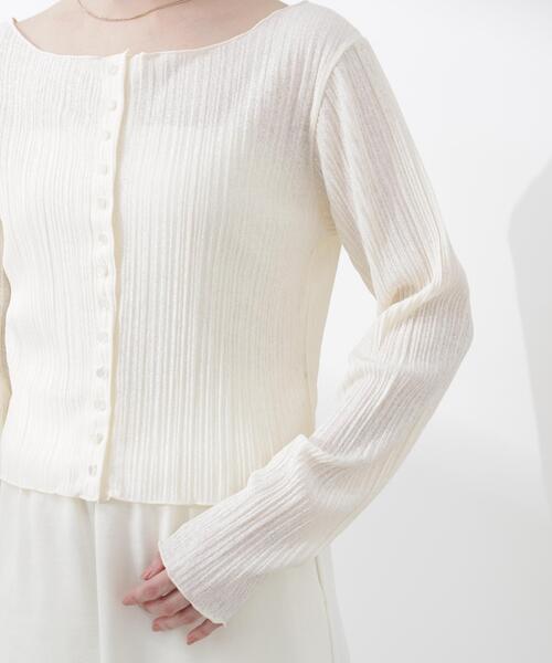 PROPORTION BODY DRESSING（プロポーションボディドレッシング）の「【加藤栞さん着用】＜ａ＞前後２ＷＡＹプリーツカットソーカーディガン / 1216169402（Tシャツ/カットソー・レディース・ピンク/ホワイト系その他/ブラック・FREE）」の17枚目の写真
