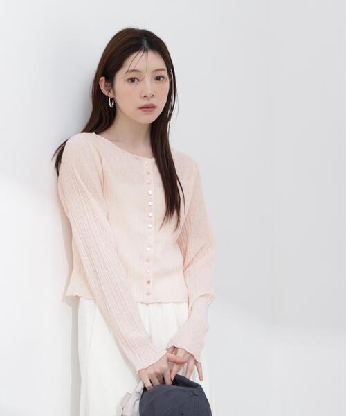PROPORTION BODY DRESSING（プロポーションボディドレッシング）の「【加藤栞さん着用】＜ａ＞前後２ＷＡＹプリーツカットソーカーディガン / 1216169402（Tシャツ/カットソー・レディース・ピンク/ホワイト系その他/ブラック・FREE）」の22枚目の写真