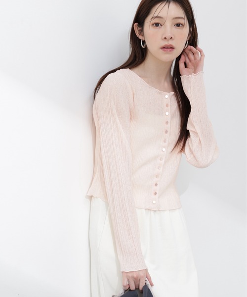 PROPORTION BODY DRESSING(プロポーションボディドレッシング)の「<a>前後2WAYプリーツカットソーカーディガン / 1216169402(Tシャツ/カットソー・レディース・ピンク/ホワイト系その他/ブラック・FREE)」の3枚目の写真