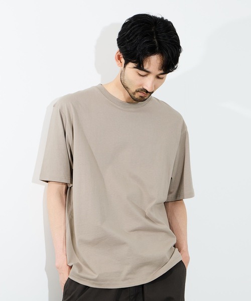 NAVY(ネイビー)の「【NAVY / ネイビー】BCIコットンリラックスFIT無地半袖T(Tシャツ/カットソー・メンズ・ホワイト/グリーン/ベージュ/ホワイト系1/ブラック/ブルー・S/M/L/XL)」の4枚目の写真