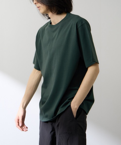 NAVY(ネイビー)の「【NAVY / ネイビー】BCIコットンリラックスFIT無地半袖T(Tシャツ/カットソー・メンズ・ホワイト/グリーン/ベージュ/ホワイト系1/ブラック/ブルー・S/M/L/XL)」の5枚目の写真