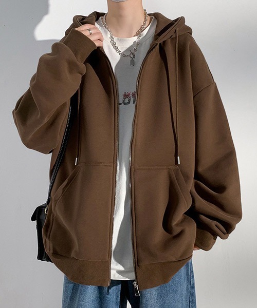 OLDJOE 24AW HOODIE ジップパーカー 36 BROWN セール】オーバーサイズフード付きスウェットジップパーカー（パーカー