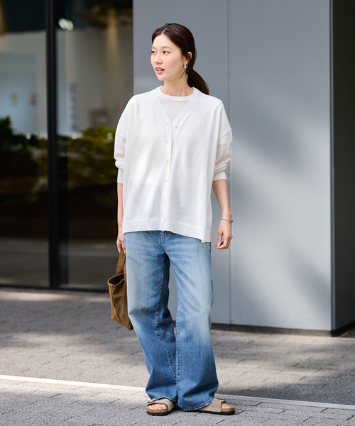 FRAMeWORK（フレームワーク）の「≪一部カラーWEB限定 / 追加≫CO/AceワイドVネックカーディガン（カーディガン/ボレロ・レディース・ブラック/ブルー/モカ/ホワイト・FREE）」の19枚目の写真