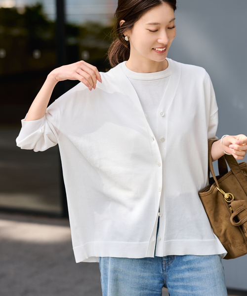 FRAMeWORK（フレームワーク）の「≪一部カラーWEB限定 / 追加≫CO/AceワイドVネックカーディガン（カーディガン/ボレロ・レディース・ブラック/ブルー/モカ/ホワイト・FREE）」の22枚目の写真