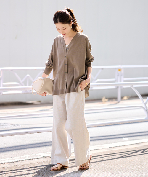 ≪一部カラーWEB限定 / 追加≫CO/AceワイドVネックカーディガン