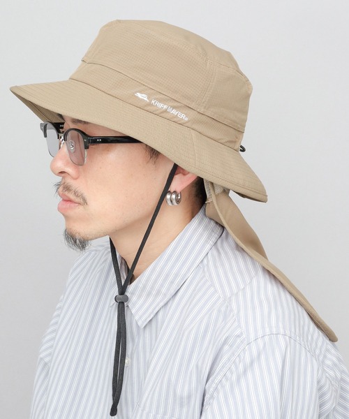 KRIFF MAYER(クリフメイヤー)の「通気性抜群 エアリーポリエステル サンシェード付き アウトドアハット(ハット・メンズ・ブラック/ベージュ/グリーン・FREE)」の14枚目の写真