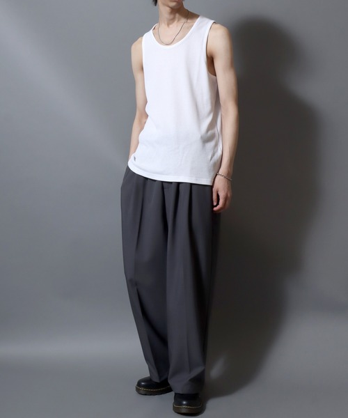 ANPAS（アンパス）の「Waffle-Knit Tank Top / ワッフルタンクトップ 無地 メンズ カットソー（タンクトップ・メンズ・ホワイト/ブラック・S/M/L）」の3枚目の写真