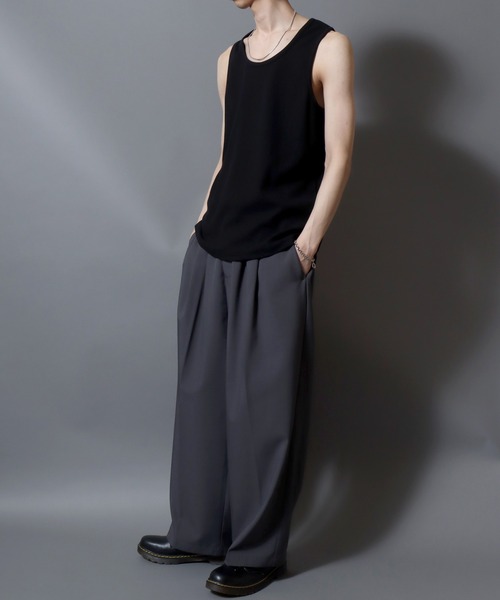 ANPAS（アンパス）の「Waffle-Knit Tank Top / ワッフルタンクトップ 無地 メンズ カットソー（タンクトップ・メンズ・ホワイト/ブラック・S/M/L）」の6枚目の写真