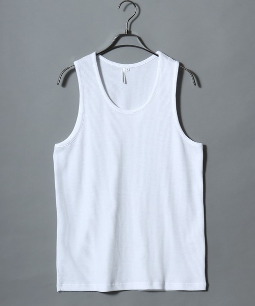 ANPAS（アンパス）の「Waffle-Knit Tank Top / ワッフルタンクトップ 無地 メンズ カットソー（タンクトップ・メンズ・ホワイト/ブラック・S/M/L）」の8枚目の写真