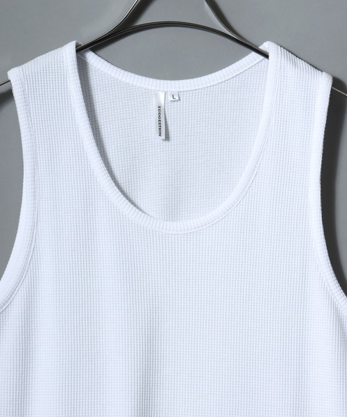 ANPAS（アンパス）の「Waffle-Knit Tank Top / ワッフルタンクトップ 無地 メンズ カットソー（タンクトップ・メンズ・ホワイト/ブラック・S/M/L）」の14枚目の写真