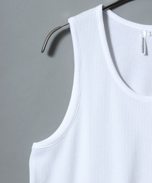 ANPAS（アンパス）の「Waffle-Knit Tank Top / ワッフルタンクトップ 無地 メンズ カットソー（タンクトップ・メンズ・ホワイト/ブラック・S/M/L）」の15枚目の写真