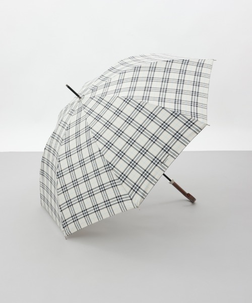 Aquascutum(アクアスキュータム)の「【 Aquascutum(アクアスキュータム)】先染めチェック雨傘(長傘)(長傘・レディース・ベージュ/ライトグレー/レッド/ネイビー/ライトベージュ/サックスブルー・FREE)」の4枚目の写真