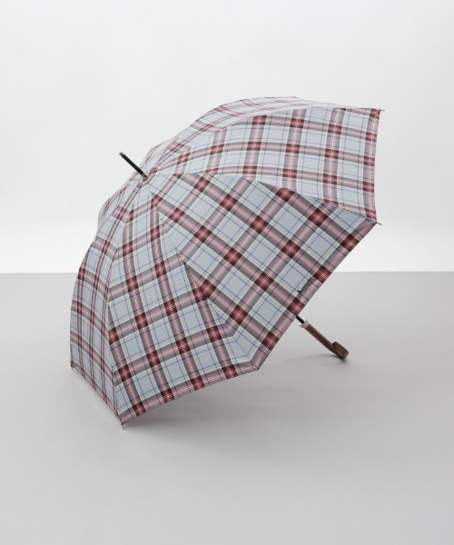 Aquascutum(アクアスキュータム)の「【 Aquascutum(アクアスキュータム)】先染めチェック雨傘(長傘)(長傘・レディース・ベージュ/ライトグレー/レッド/ネイビー/ライトベージュ/サックスブルー・FREE)」の2枚目の写真