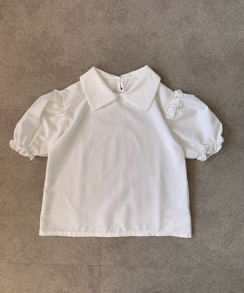 Teem Store(チームストア)の「【2点セット】フリルパフスリーブ半袖シャツ+ミディアム丈フレアキャミワンピース(ワンピース・レディース・ブラック・S/M)」の9枚目の写真