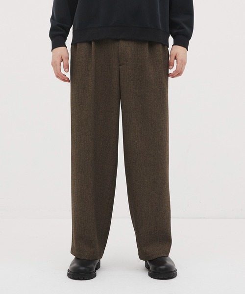 CITY TOKYO(シティトウキョウ)の「【CITY TOKYO/シティートーキョー】Mix herringbone ワイドパンツ(スラックス・メンズ・ダークグレー/ブラウン・2/1)」の10枚目の写真