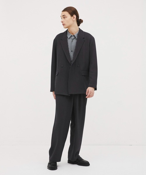 CITY TOKYO(シティトウキョウ)の「【CITY TOKYO/シティートーキョー】Mix herringbone ワイドパンツ(スラックス・メンズ・ダークグレー/ブラウン・2/1)」の5枚目の写真